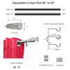 2 Pack Adjustable 3/4" Single Window Curtain Rod 50" to 82" Silver view 3