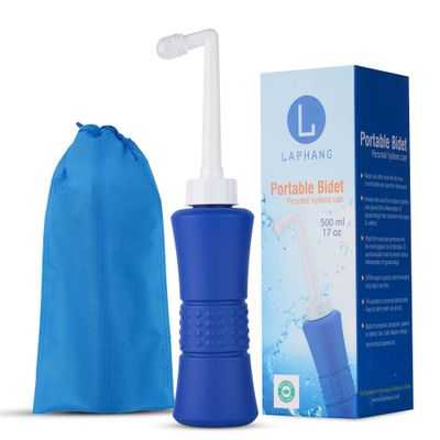 XL laphang Portable Bidet 500ml Blue Peri Bottle with Waterproof Pouch and Cap PP + TPR, Leak Proof & Scratch Resistant Perineal Bottle for Postpartum Hemorrhoids Healing, Maternity Kit Essentials