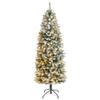 6ft. Slim Flocked Montreal Fir Artificial Christmas Tree with 250 Warm White LED Lights and 743 Bendable Branches view 1
