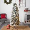 6ft. Slim Flocked Montreal Fir Artificial Christmas Tree with 250 Warm White LED Lights and 743 Bendable Branches view 3