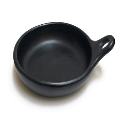Chamba Saute Pan Diameter 9" Aprox 26 Onz and 100% Handmade Black Clay Original Made in Tolima Colombia Tradicional Pottery Protect your Health and Take Care the Planet Vegan Organic non Pollutant