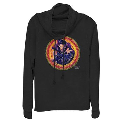 Marvel womens Spider-man No Way Home Strange Portrait Women's Long Sleeve Cowl Neck Pullover T Shirt, Black, X-Large US