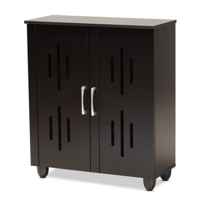 Baxton Studio Renley Shoe Cabinet, Black/Silver