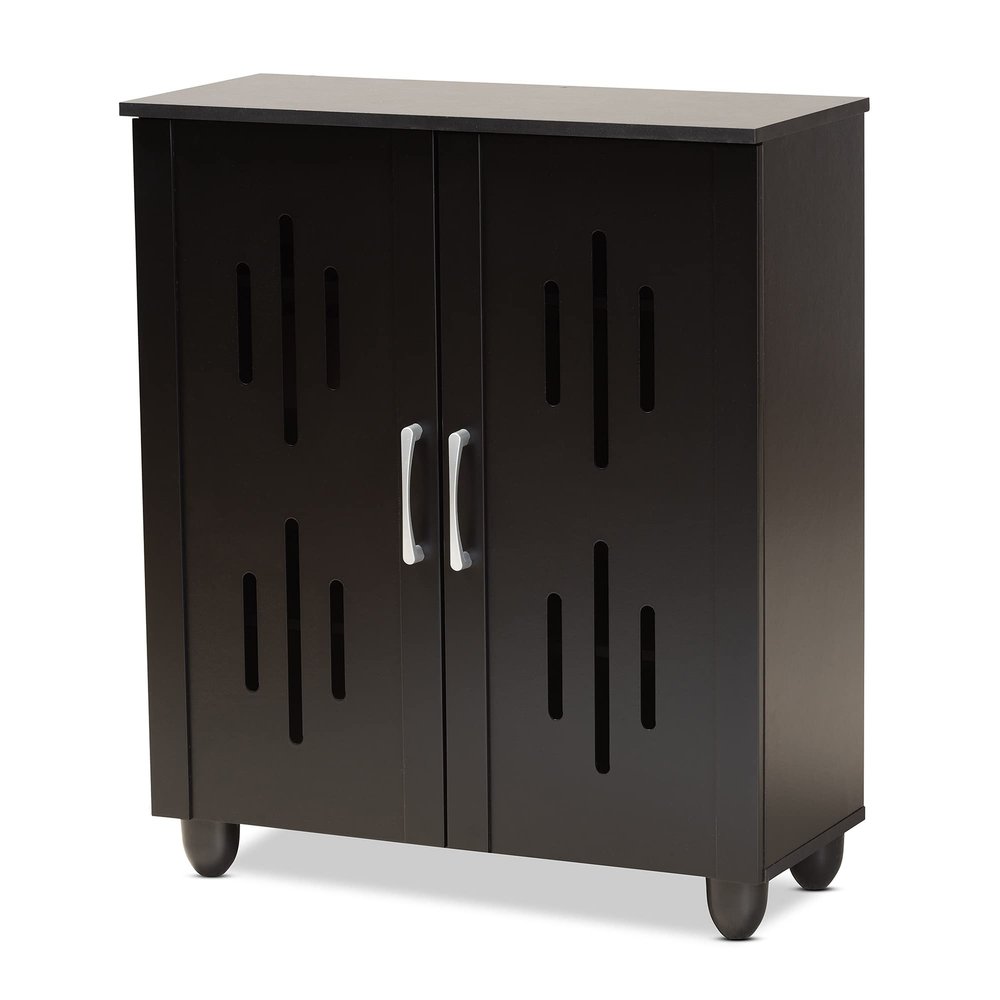 Baxton Studio Renley Shoe Cabinet, Black/Silver
