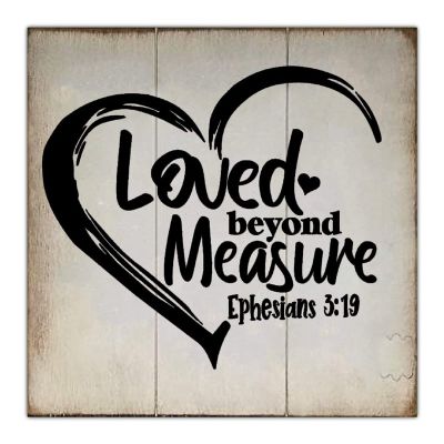 Aihesui Rustic Wood Signs Modern Home Wall Hanging Loved Beyond Measure Bible Verse Plaque Use for Living Room Kitchen Batheroom Bedroom 16x16inch, white-style
