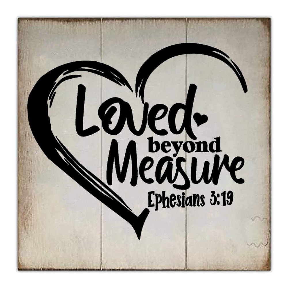Aihesui Rustic Wood Signs Modern Home Wall Hanging Loved Beyond Measure Bible Verse Plaque Use for Living Room Kitchen Batheroom Bedroom 16x16inch, white-style