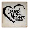 Aihesui Rustic Wood Signs Modern Home Wall Hanging Loved Beyond Measure Bible Verse Plaque Use for Living Room Kitchen Batheroom Bedroom 16x16inch, white-style view 1