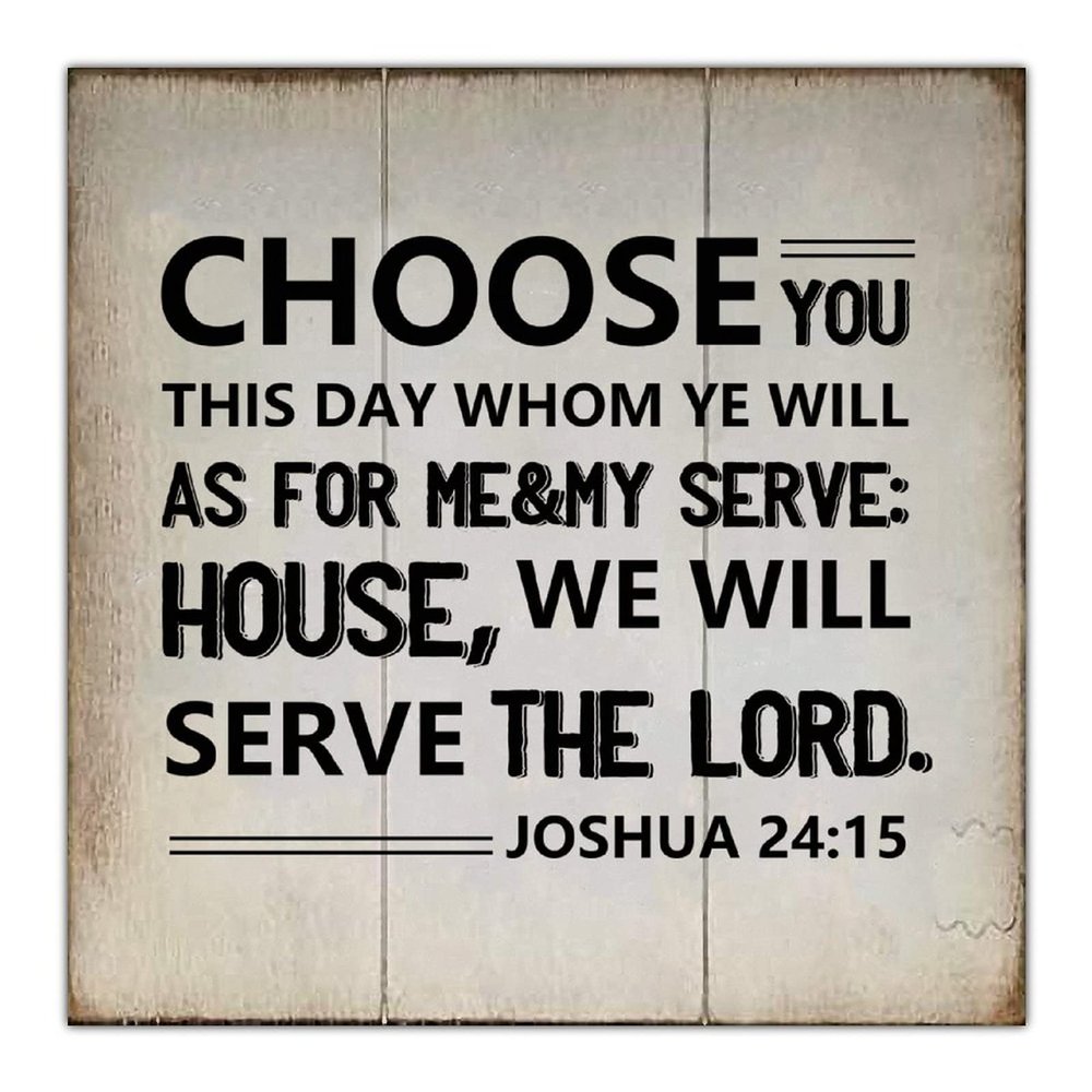 Aihesui Rustic Wood Signs Modern Home Wall Hanging Choose You This Day Whom Ye Will Serve As for Me and My House Plaque Use for Living Room Kitchen Batheroom Bedroom 12x12inch