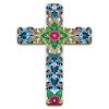 Maitys Floral Cross Wall Decor Hand Painted Decorative Inspirational Wooden Cross Mexican Art Wall Decor Mexican Crucifix for Home Room Church Decoration (Cute Style) view 1
