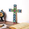 Maitys Floral Cross Wall Decor Hand Painted Decorative Inspirational Wooden Cross Mexican Art Wall Decor Mexican Crucifix for Home Room Church Decoration (Cute Style) view 2