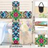 Maitys Floral Cross Wall Decor Hand Painted Decorative Inspirational Wooden Cross Mexican Art Wall Decor Mexican Crucifix for Home Room Church Decoration (Cute Style) view 3