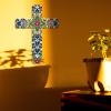 Maitys Floral Cross Wall Decor Hand Painted Decorative Inspirational Wooden Cross Mexican Art Wall Decor Mexican Crucifix for Home Room Church Decoration (Cute Style) view 4