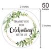 Thank You for Celebrating with Us Stickers, Greenery Thank You Party Favor Stickers, Baby Shower Favors, Wedding Favors, 2-inch Round Gift Label Stickers, 50-Pack view 3