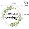 Thank You Stickers, Thanks for Coming Stickers, Perfect for Baby Shower, Wedding Favor, Birthday Party Favor, 2 Inch Circle, 50 Pack. view 3