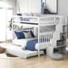 AOCHUANG Full Over Full Bunk Bed with Trundle and Staircase, Solid Wood Bunk Bed Frame with Storage Space, Can be Split Into 3 Separate Beds, No Box Spring Needed (White-2) view 1