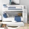 AOCHUANG Full Over Full Bunk Bed with Trundle and Staircase, Solid Wood Bunk Bed Frame with Storage Space, Can be Split Into 3 Separate Beds, No Box Spring Needed (White-2) view 3