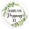 Thanks for Popping by Stickers - Greenery Baby Shower Favor, Bridal Shower, Wedding - 2 Inch, 50-Pack view 1