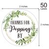 Thanks for Popping by Stickers - Greenery Baby Shower Favor, Bridal Shower, Wedding - 2 Inch, 50-Pack view 3