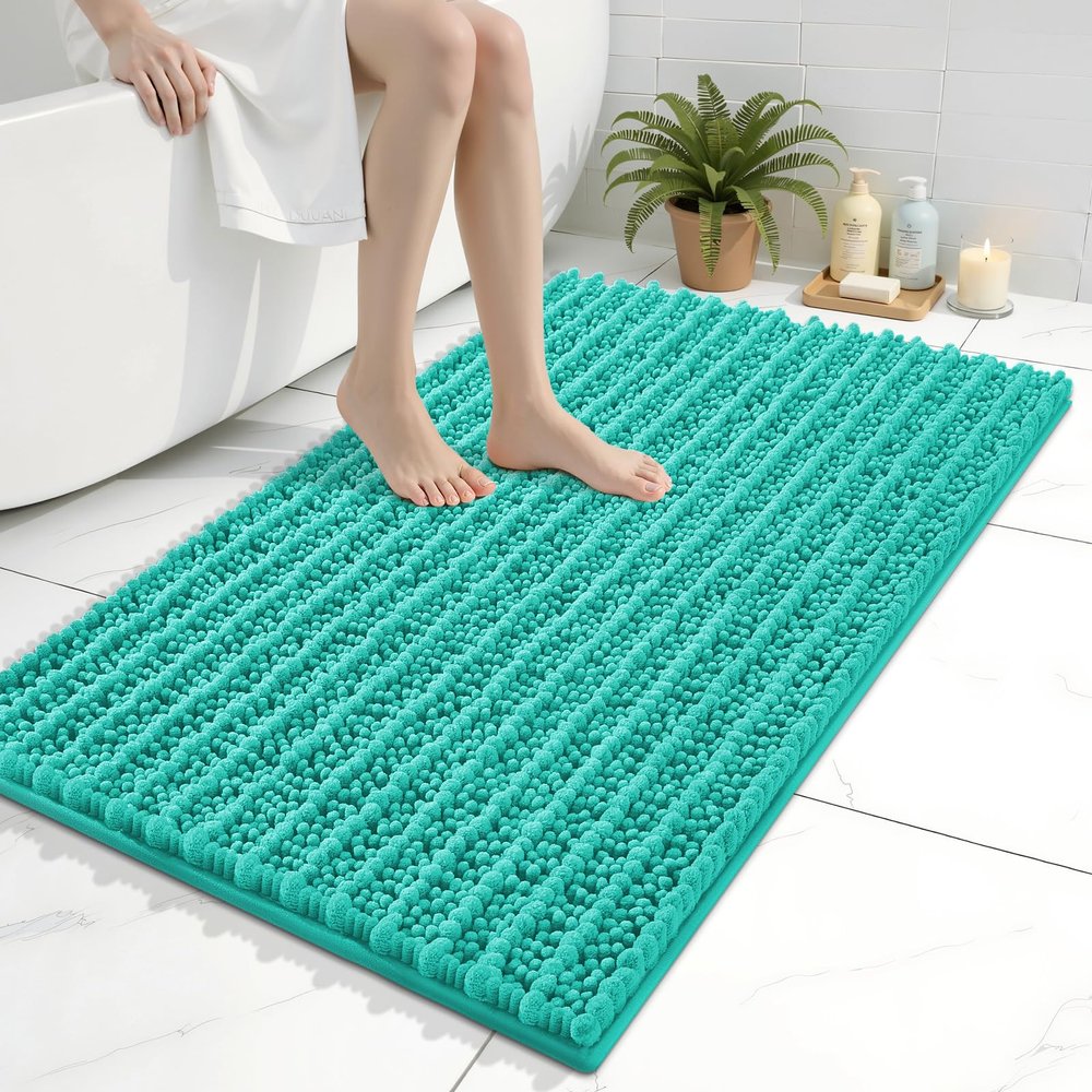 Arotive Luxury Bathroom Rugs 36x24, Extra Soft Thick Absorbent Shaggy Chenille Bath Rugs, Non-Slip Machine Wash Dry, Bath Mats for Bathroom Floor, Tub and Shower, Home Decor Accessories, Teal