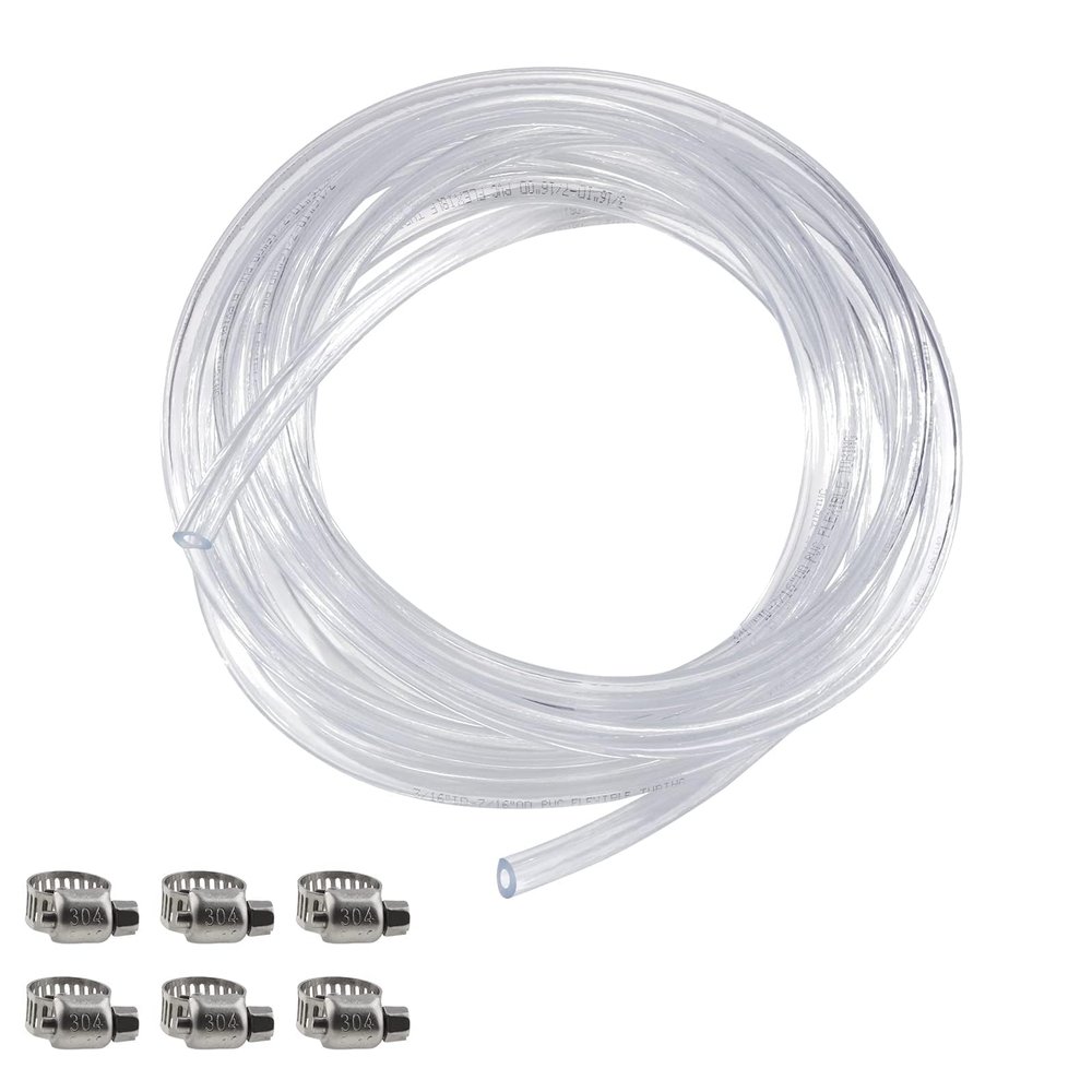 MRbrew 15 Feet Beer Tubing, PVC Beer Hose with Hose Clamps I.D. 3/16" Food Grade Liquid Line for Kegerator Draft Beer Dispenser System Home Brewing & Multiple Setups