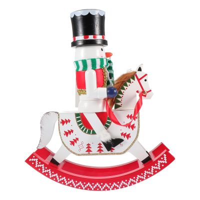 LUOZZY Christmas Wooden Nutcracker Hobbyhorse Desktop Model Cute Xmas Ornament for Christmas Party Supply (Snowman)