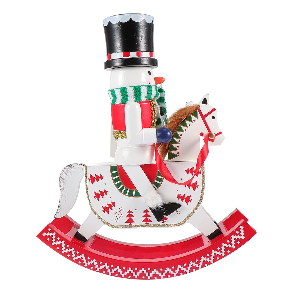 LUOZZY Christmas Wooden Nutcracker Hobbyhorse Desktop Model Cute Xmas Ornament for Christmas Party Supply (Snowman)