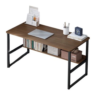 Computer Desk Solid Wood Computer Desk, Home Office Industrial Style Notebook Workbench, Students Study Writing Desks, Metal Frame, Easy to Install (Size : 100x45x73cm)