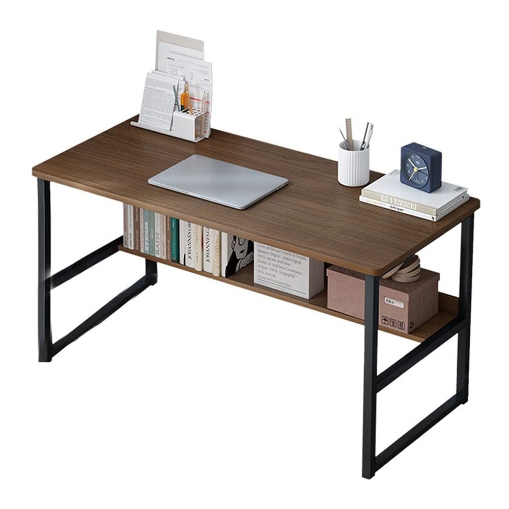 Computer Desk Solid Wood Computer Desk, Home Office Industrial Style Notebook Workbench, Students Study Writing Desks, Metal Frame, Easy to Install (Size : 100x45x73cm)
