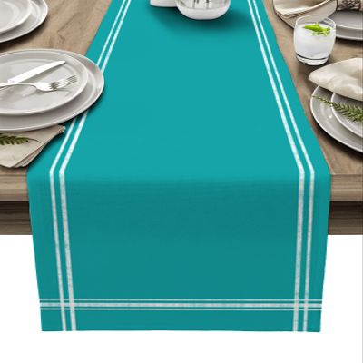 Smile Sunflower Teal Table Runners,Solid Color Dining Coffee Table Runner,Farmhouse Table Runners Dresser Scarves for Holiday Party Wedding Family Dinner Decor,13x108 inch