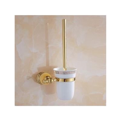 ZTBH Bathroom Hardware Sets Brass and Jade Gold Bathroom Accessories Set, Paper Holder, Towel Bar, Soap Basket, Towel Rack, Towel Ring Bathroom Hardware Towel Set (Color : Toilet Brush Holder)