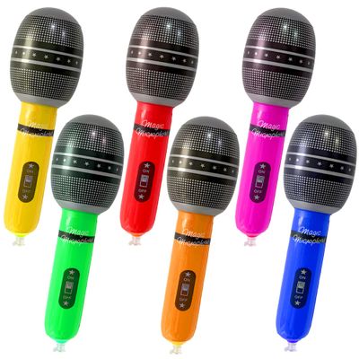 6 Pieces Inflatable Microphones (Random Colors) Birthday Party Decorations 9.8 Inches Inflatable Cosplay Microphone - Back To 80s 90s Birthday Party Supplies Carnival Photo Booth Props