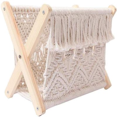 YRHH Cotton Rope Magazine Rack, Magazine Rack Small Books Newspaper Rack Organizer