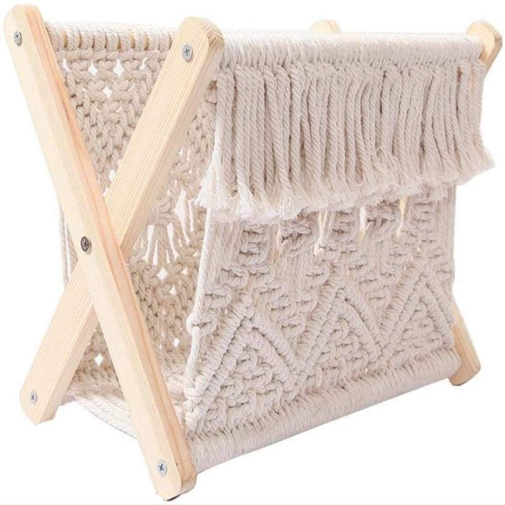 YRHH Cotton Rope Magazine Rack, Magazine Rack Small Books Newspaper Rack Organizer