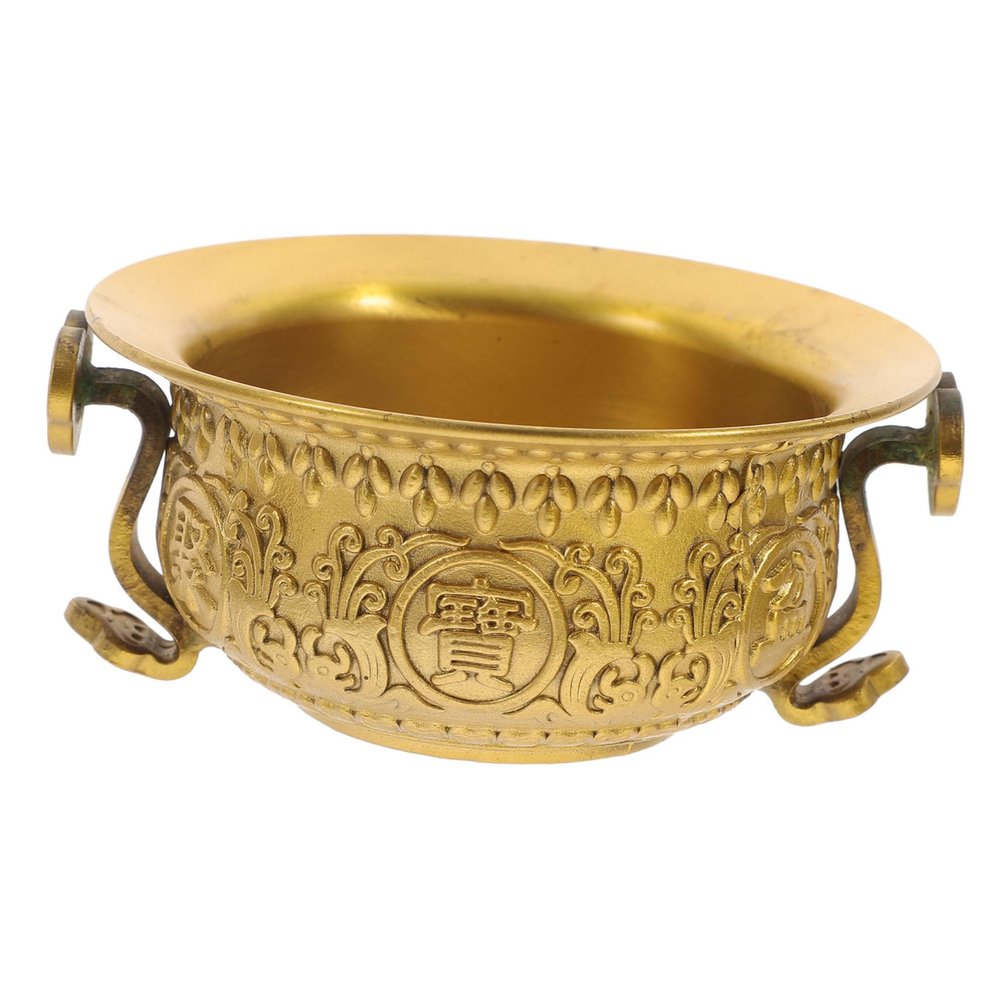 Zerodeko Feng Shui Bowl Wealth Money Bowl Brass Tibetan Buddhist Water Offering Bowls Copper Urli Bowl Ashtray Yoga Meditation Altar Divine Focus Ritual Vessel
