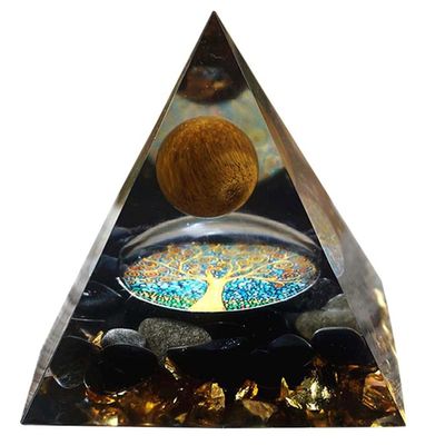 TYZK Meditation Orgone Pyramid Crystals Orgonite Pyramid Amethyst Sphere with Obsidian Home Decor (Color : 03-6cm, Size : 6cm)