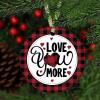 Christmas Ornament Love You More Ceramic Ornament Red and Black Plaid Valentines Day Circle Holiday Keepsake Ornaments Xmas Tree Hanging Decoration for Family & Friend view 4