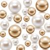 Jadive 200 Pieces Pearl Beads for Vase Filler Centerpieces, No Holes Pearl Makeup Beads for Wedding Holiday Party Home Brushes Holder Decor, 10/14/20/30 mm(White, Gold) view 1