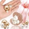 Jadive 200 Pieces Pearl Beads for Vase Filler Centerpieces, No Holes Pearl Makeup Beads for Wedding Holiday Party Home Brushes Holder Decor, 10/14/20/30 mm(White, Gold) view 2