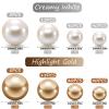 Jadive 200 Pieces Pearl Beads for Vase Filler Centerpieces, No Holes Pearl Makeup Beads for Wedding Holiday Party Home Brushes Holder Decor, 10/14/20/30 mm(White, Gold) view 3