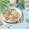 Jadive 200 Pieces Pearl Beads for Vase Filler Centerpieces, No Holes Pearl Makeup Beads for Wedding Holiday Party Home Brushes Holder Decor, 10/14/20/30 mm(White, Gold) view 4