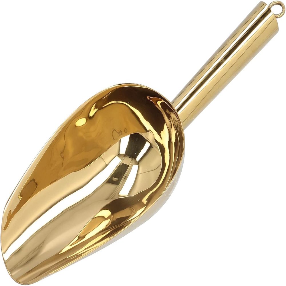 Ice Scooper,U Shaped Stainless Steel Sturdy Food Grade Ice Bucket Scoop for Home Hotel Restaurant(gold)
