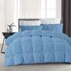 100% Organic Cotton 500 GSM 5 PCS Premium Quality Pinch Pleated Comforter Set All Season Down Quilted Soft Fluffy Baffle Box Pintuck - Comforter with 4 Pillow Shams (Queen/Full -Light Blue) view 1