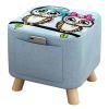 Animal Footstool,Square Linen Storage Stool Cute Decoration Footrest Wood Frame Legs,Shoe Changing Stool for Children Bedroom Living Room,Removable and Washable Stool Cover,Owl-Pine view 1