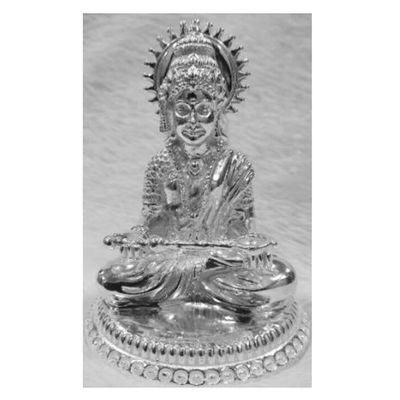 Annapurna Devi Idol in Pure 925 Silver / Goddess Annapoorna Idol in Silver Hindu Religion God Idol Sculpture Statue 1.25 Inch (20 GMS)