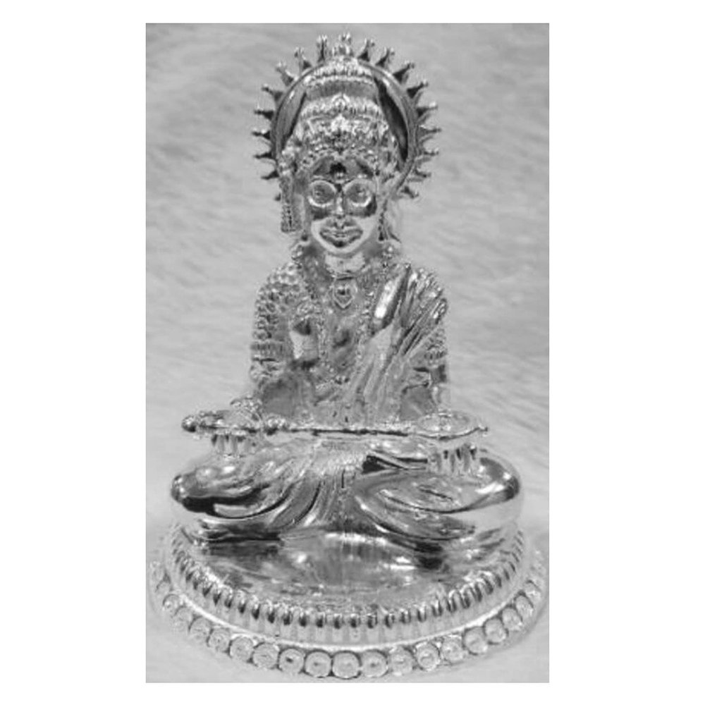 Annapurna Devi Idol in Pure 925 Silver / Goddess Annapoorna Idol in Silver Hindu Religion God Idol Sculpture Statue 1.25 Inch (20 GMS)