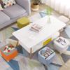 Animal Footstool,Square Linen Storage Stool Cute Decoration Footrest Wood Frame Legs,Shoe Changing Stool for Children Bedroom Living Room,Removable and Washable Stool Cover,Bunny-Pine view 2