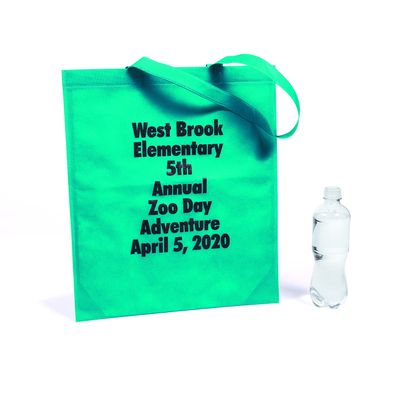 Fun Express Personalized Large Light Blue Tote Bags with Text Color Choice - 24 Pc.