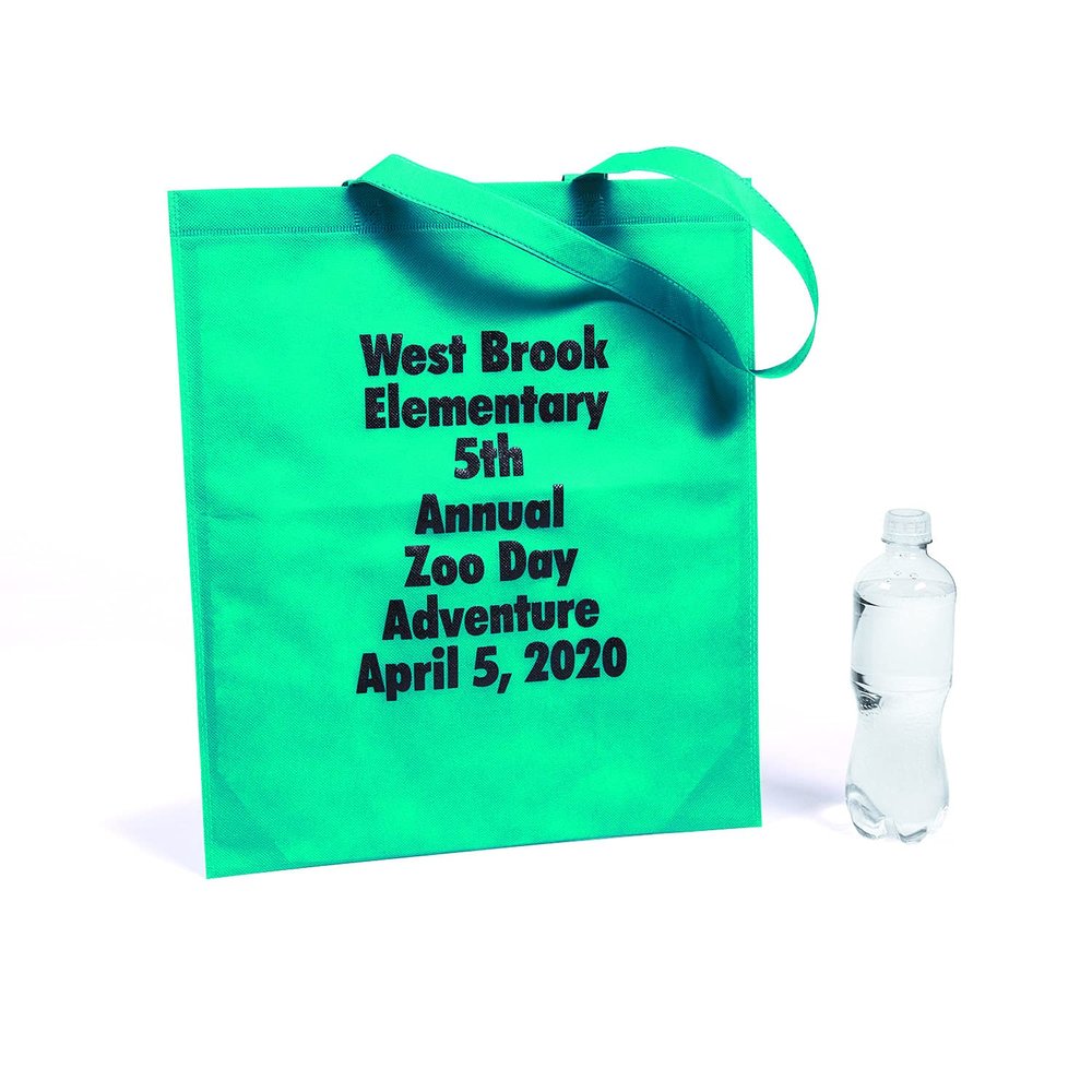 Fun Express Personalized Large Light Blue Tote Bags with Text Color Choice - 24 Pc.
