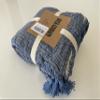 100% Cotton Muslin Throw Blanket, 4 Layers Bedspread, Soft Turkish Cotton Muslin Bed Cover, Reversible Coverlet, Indigo Blue (Throw 47x71-120x180cm) view 1