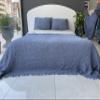 100% Cotton Muslin Throw Blanket, 4 Layers Bedspread, Soft Turkish Cotton Muslin Bed Cover, Reversible Coverlet, Indigo Blue (Throw 47x71-120x180cm) view 2